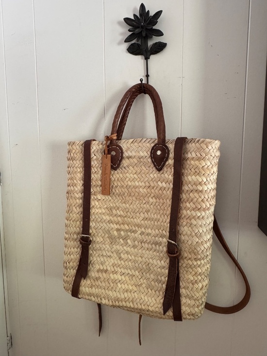 French Bags Handbags - NWOT Raffia Tote/Backpack with Leather Straps by French Bags